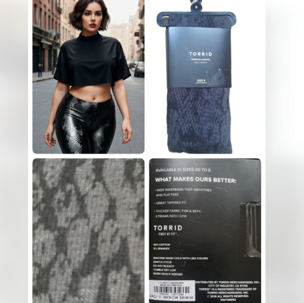Torrid Premium Leggings Full Length Black Snakeprint Leggings - Size 0 / Large